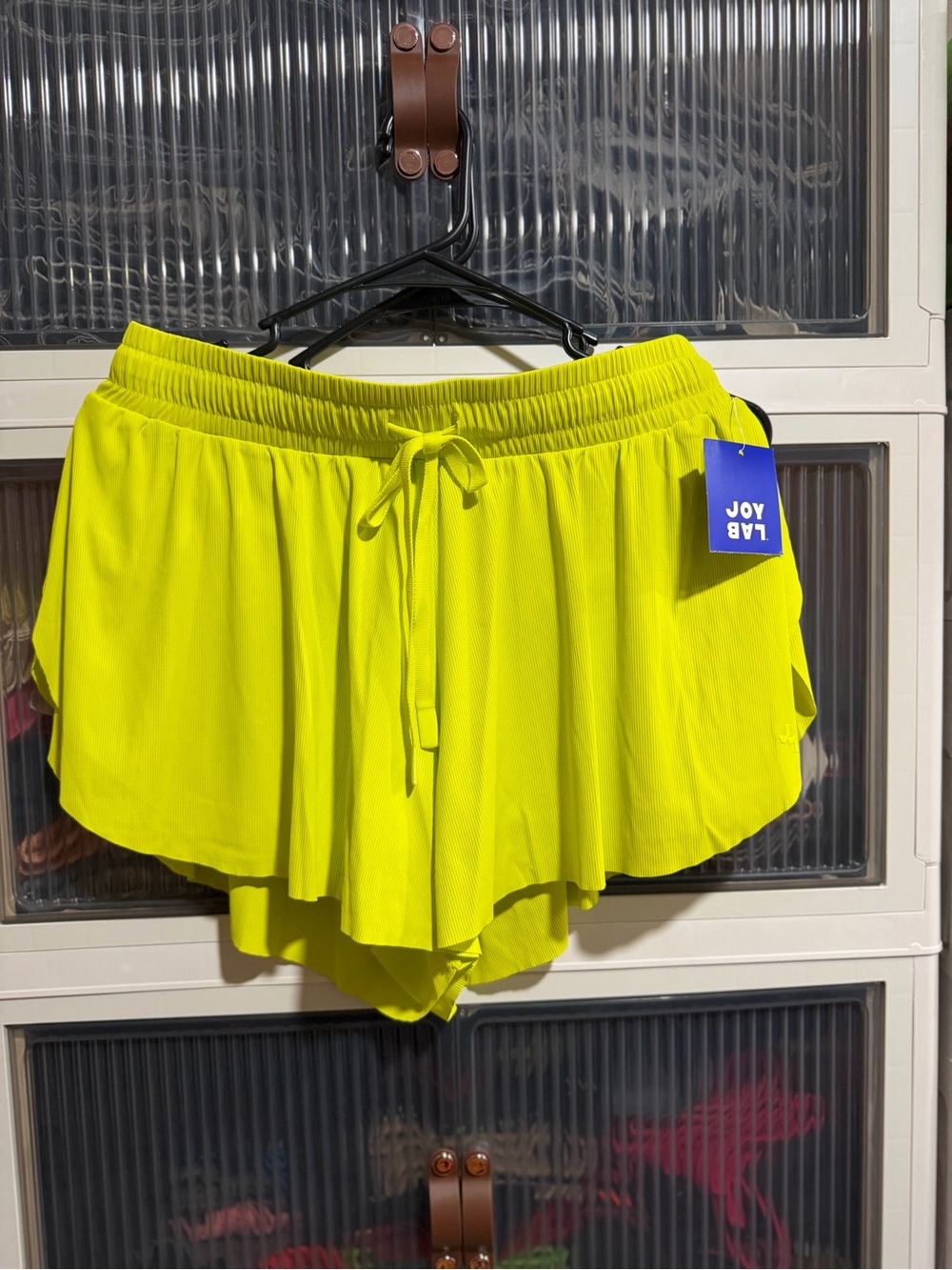 JoyLab Neon Yellow Layered Active Skort with Drawstring